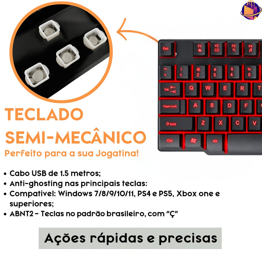Teclado Semi Mecânico DarkPulse ABNT2 RGB